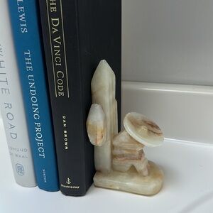 Vintage 1970 onyx stone bookends amigo against cactus